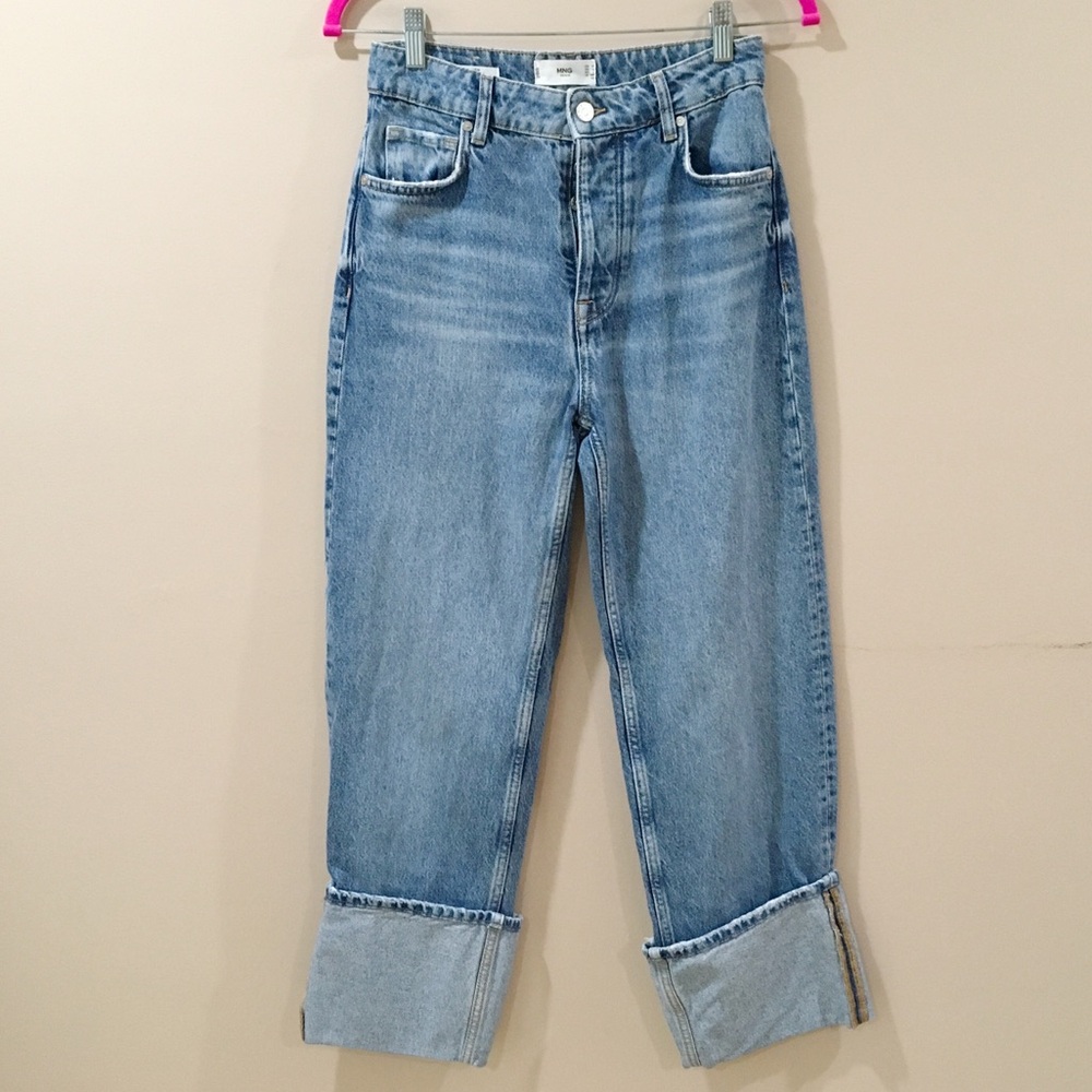 Mango Light Blue Cropped Ankle Jeans
